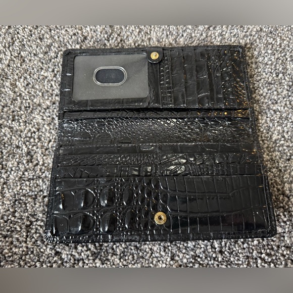 BRAHMIN Ady Slim Wallet Croc Embossed Continental Leather Black Melbourne $145 - Picture 4 of 13